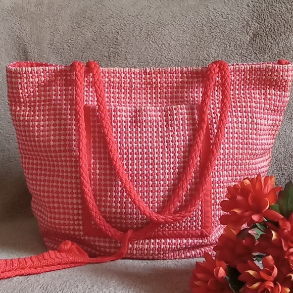 IKEA Handbags - Ikea | Orange Crochet Woven Bolia Tote Bag